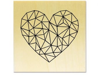 Wooden support stamp - Heart origami graphics