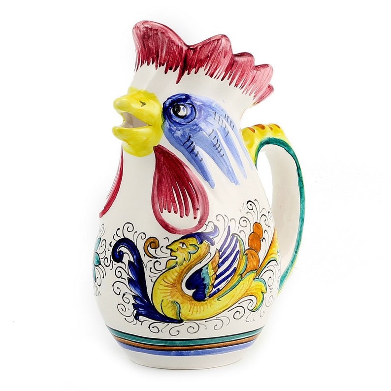 1 Liter 34 Oz 1 Qt RAFFAELLESCO Rooster of Fortune pitcher