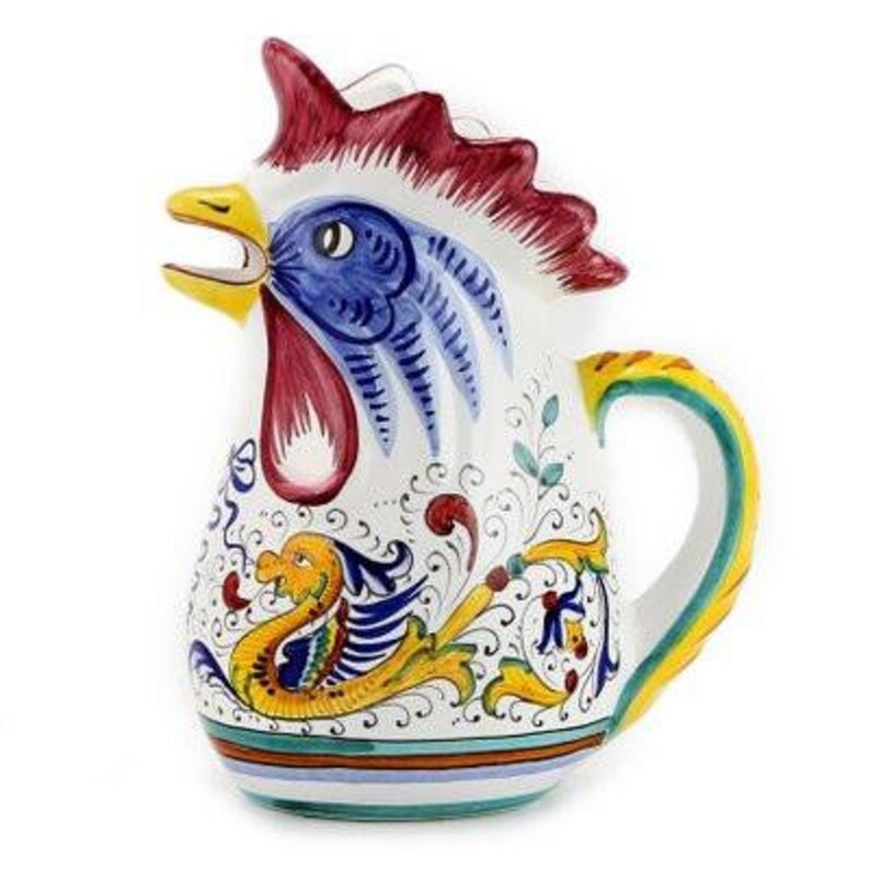 1 Liter 34 Oz 1 Qt RAFFAELLESCO Rooster of Fortune pitcher
