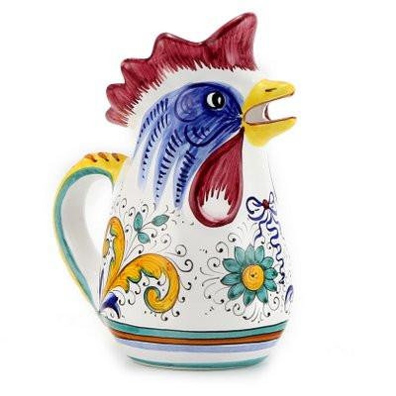 1 Liter 34 Oz 1 Qt RAFFAELLESCO Rooster of Fortune pitcher