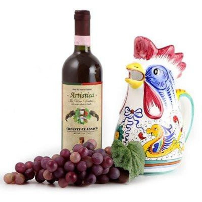 1 Liter 34 Oz 1 Qt RAFFAELLESCO Rooster of Fortune pitcher
