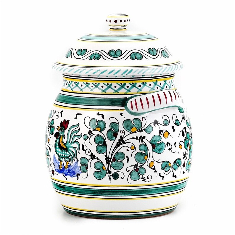ORVIETO GREEN ROOSTER Traditional Biscotti Jar