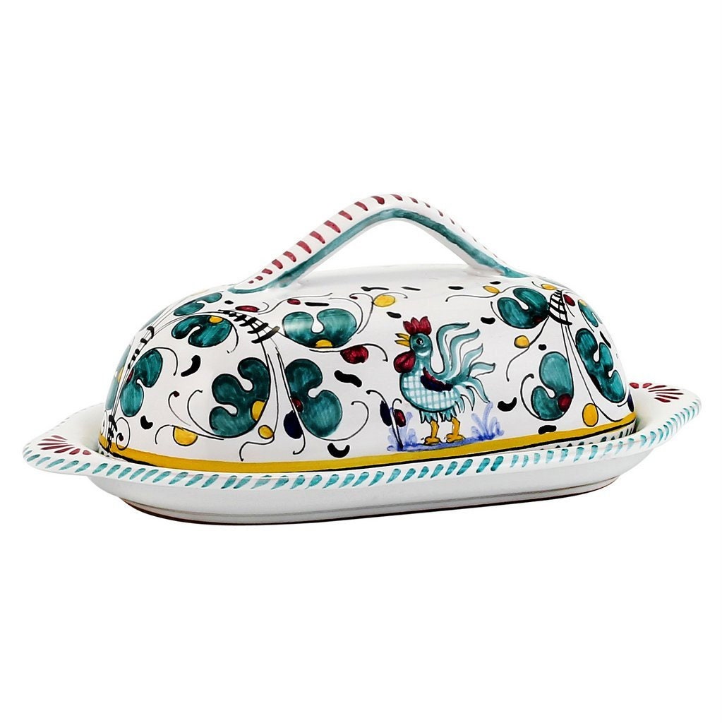 Orvieto Green Rooster Butter Dish W Cover Etsy