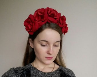 red flower headpiece
