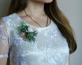 Pin on corsage for Mother of the Bride,Blush Succulent corsage ,Succulent hair pins, boutonnieres, Bridesmaid corsage