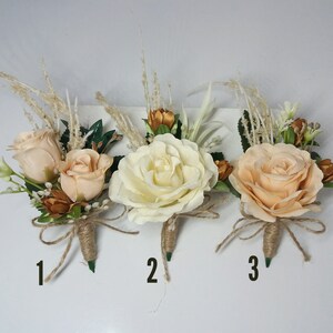Rust Terracotta wedding boutonniere Wedding boutonniere Bridal bouquet Faux bouquet Fall wedding Boho wedding boutonnieres