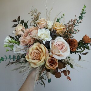 Rust Terracotta wedding bouquet Boho bouquet Bridal bouquet Faux bouquet Fall wedding Boho wedding boutonnieres Flower wedding arch