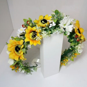Sunflower crown, Yellow Flower crown ,Bridal headband Sunflower bouquet,Flower hair wreath,Flower halo,Wildflowers crown ,Ukrainian wreath