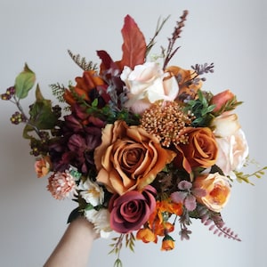 Boho bouquet Rust Terracotta wedding bouquet Bridal bouquet Faux bouquet Fall wedding Boho wedding boutonnieres Flower wedding arch