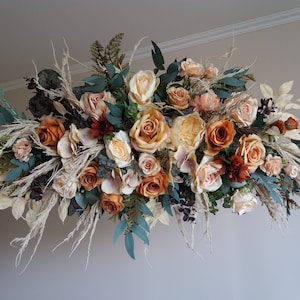 Pampas flower arch Rust Terracotta flower arch  Wedding swag Boho bouquet Beige blush pink bridal bouquet Faux bouquet Fall wedding