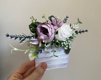 Pocket boutonnières Purple boutonnière Eucalyptus Ivory boutonnière Groomsmen buttonhole Boutonnière for men Boho boutonniere