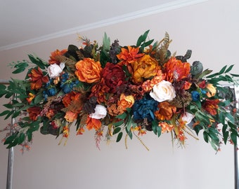 Fall Wedding Arch Arrangement: Burnt Orange Boho Floral Decor