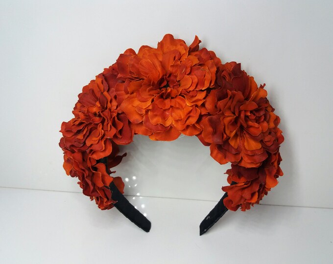 Marigold Flower Crown Day of the Dead Headpiece,mexican Flower Crown ...