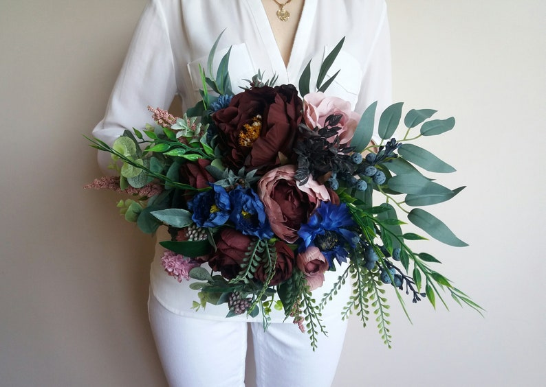 Burgundy Navy Blue Blush Wedding Bouquets Bridal bouquet