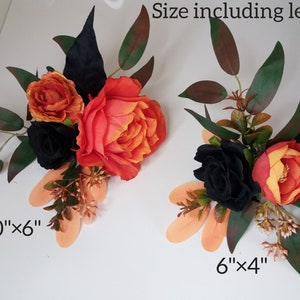 Flower cake topper,  Orange black cake topper, Wedding Cake Decoration,Rose cake flowers, Eucalyptus wedding cake arrangement