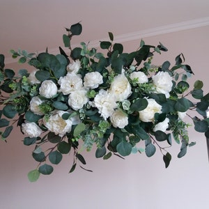 White Arch Arrangement Eucalyptus White boho wedding Wedding swag Faux flowers wedding arrangement