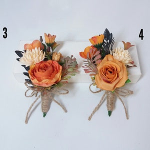 Fall Wedding Boutonnieres,Orange Bridal bouquet, Flower belt Bridesmaid bouquets Wedding Boho Bouquet, Orange bouquet, Bohemian bouquets