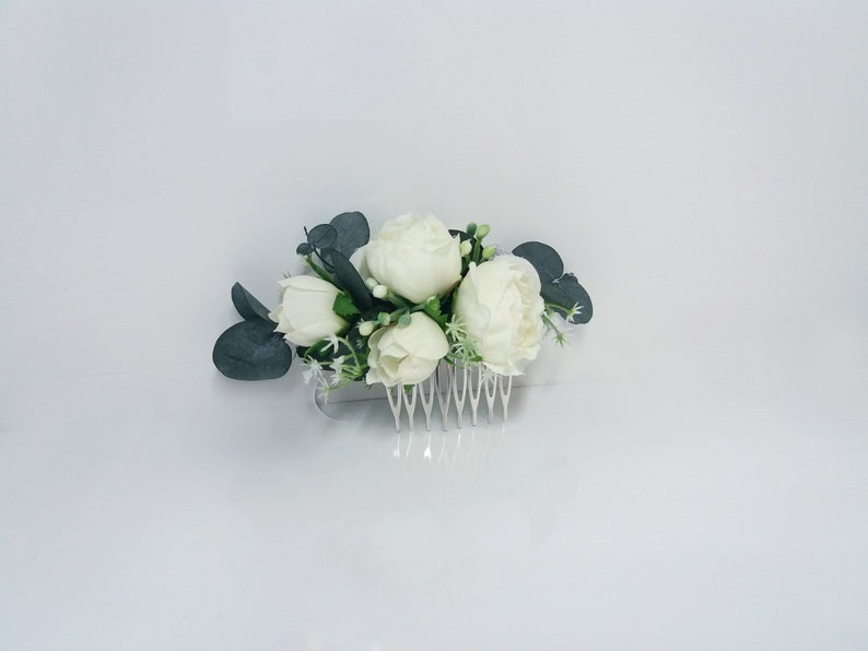 Eucalyptus Ivory flower comb Bridal hair accessories,Wedding flower comb,Bridal flower comb,Floral headpiece,Flower girl,Wedding hair piece
