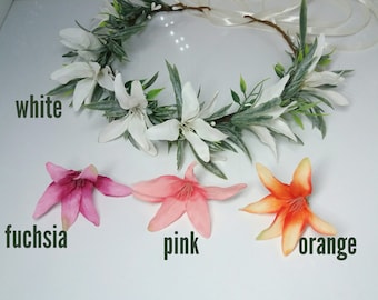 Hawaiian Plumeria flower crown ,Tropical Exotic Crown,Pink Blush flower crown,Floral headband,Boho Bohemian Beach Wedding