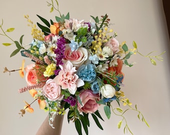 Wildflower Wedding Bouquet: Colorful Silk Bridal Flowers