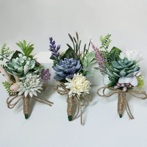 Korsarze Boutonniere, Boho Boutonniere, Faux Boutonniere, Boho boutonniere, grzebień, Grzebień kwiatowy, Korsarz dla druhny, Succulentcomb