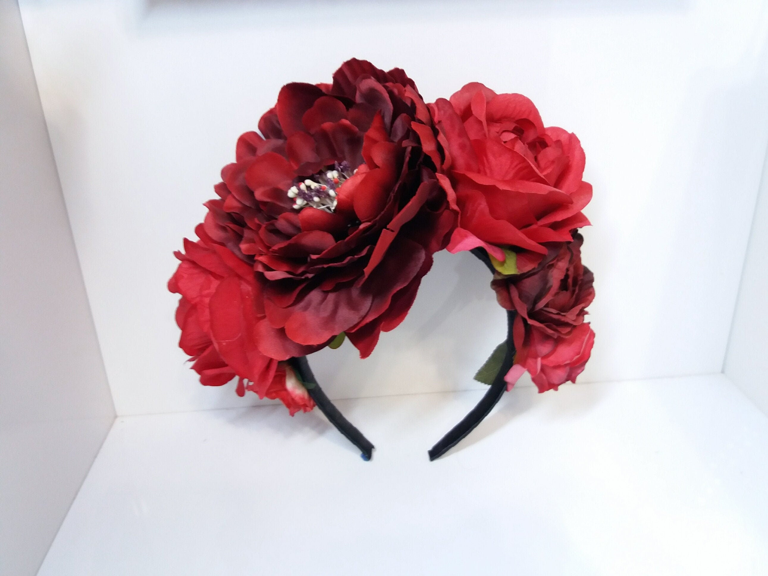 Mexican Flower Crownday of the Dead Red Headpieceday of the Etsy