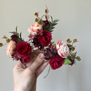 Burgundy boutonnieres,Men&#39;s boutonniere,Groom Groomsmen buttonhole, Peony Rustic Boutonniere,Boho corsage boutonniere