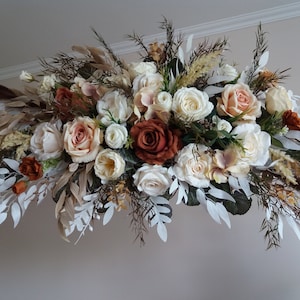 Pampas flower arch Rust Terracotta flower arch  Wedding swag Boho bouquet Beige blush pink bridal bouquet Faux bouquet Fall wedding