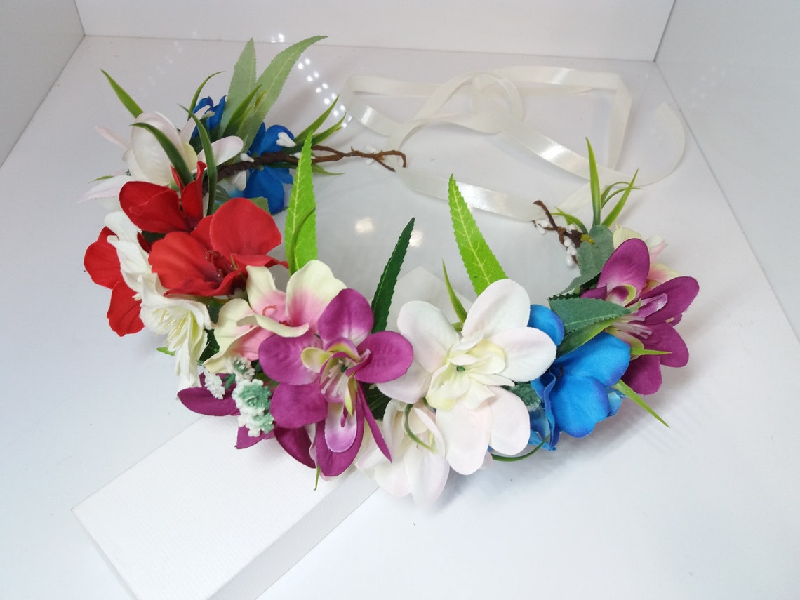 Hawaiian Plumeria Flower Crown tropical Exotic Crownpink Etsy