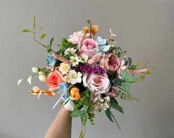 Wildflower Wedding Bouquet: Colorful Spring Bridal Silk Flowers