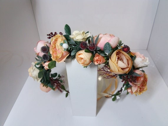 autumn wedding hair accessories fall wedding hair piece cream flower crown flower crown adult floral crown ivory flower crown wedding