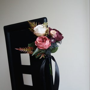 Chair swag, Pew flowers, Aisle wedding decor, Ceremony aisle decor, Aisle swag flowers, Chair aisle silk flowers, Black wedding bouquet