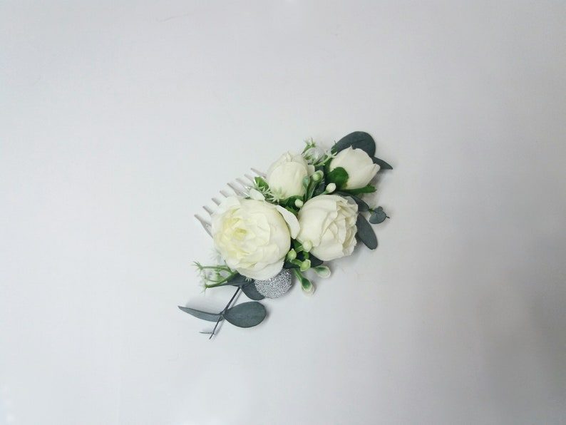 Eucalyptus Ivory flower comb Bridal hair accessories,Wedding flower comb,Bridal flower comb,Floral headpiece,Flower girl,Wedding hair piece