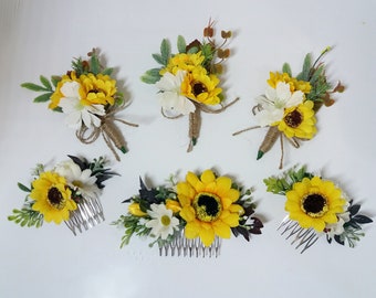 Sunflower Boutonnieres Groomsmen Flowers Wedding  Boutonniere Berries boutonniere Rustic Boutonniere, Boutonniere for groom, groomsmen