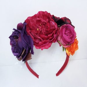 Corona de flores mexicanas, tocado del Día de los Muertos, Día de los Muertos, corona de flores, diadema, corona floral