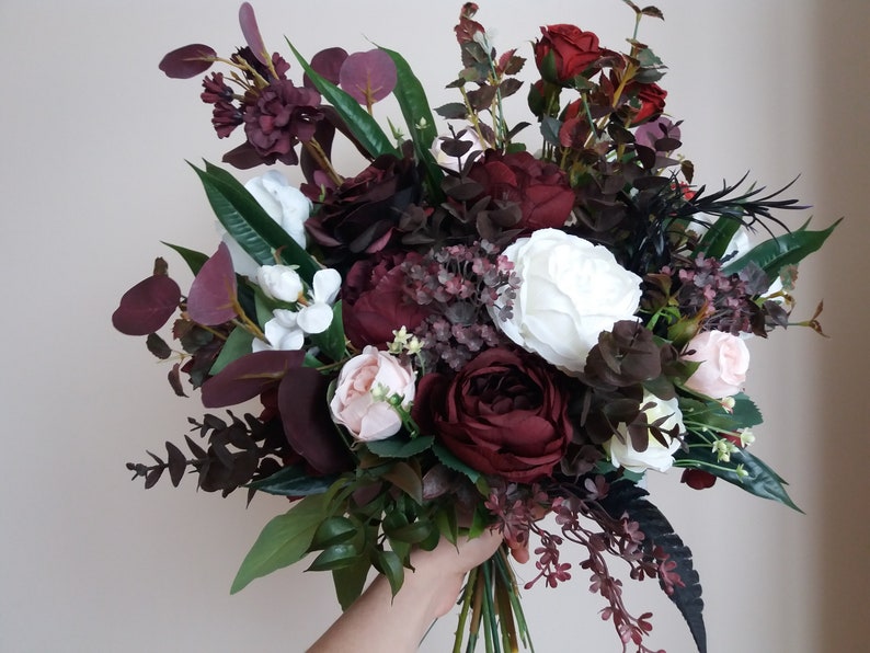 Mauve wedding bouquet Burgundy Black Ivory wedding bouquet Fall bridal bouquet Faux bouquet Halloween wedding Bridal Bouquet