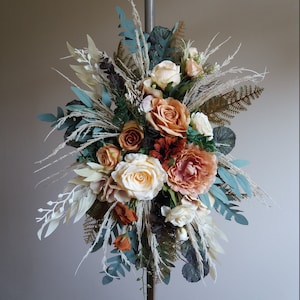 Rust Terracotta flower arch Pampas flower arch Wedding swag Boho bouquet Beige blush pink bridal bouquet Faux bouquet Fall wedding