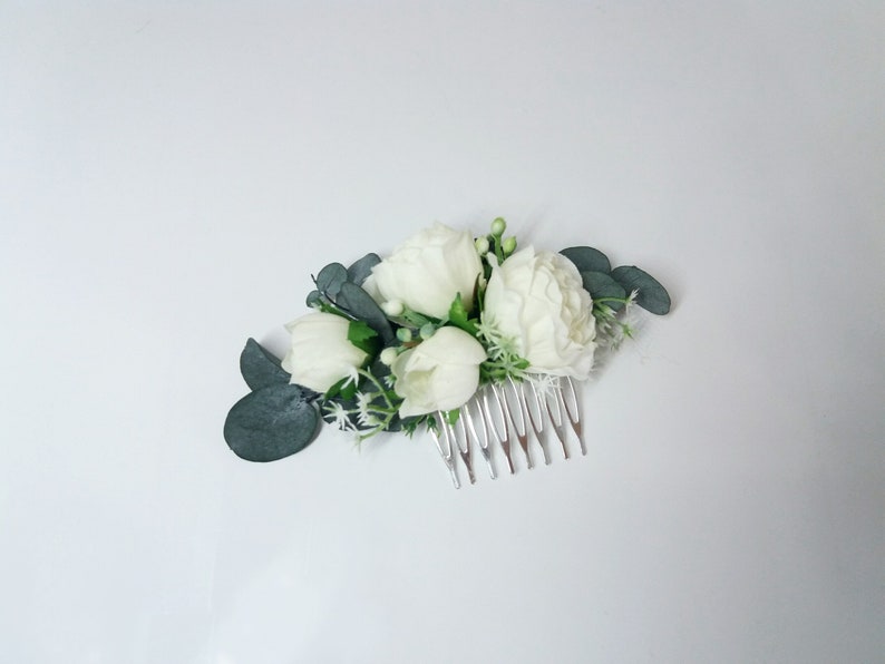 Eucalyptus Ivory flower comb Bridal hair accessories,Wedding flower comb,Bridal flower comb,Floral headpiece,Flower girl,Wedding hair piece