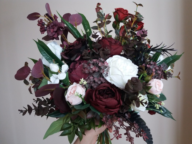 Mauve wedding bouquet Burgundy Black Ivory wedding bouquet Fall bridal bouquet Faux bouquet Halloween wedding Bridal Bouquet