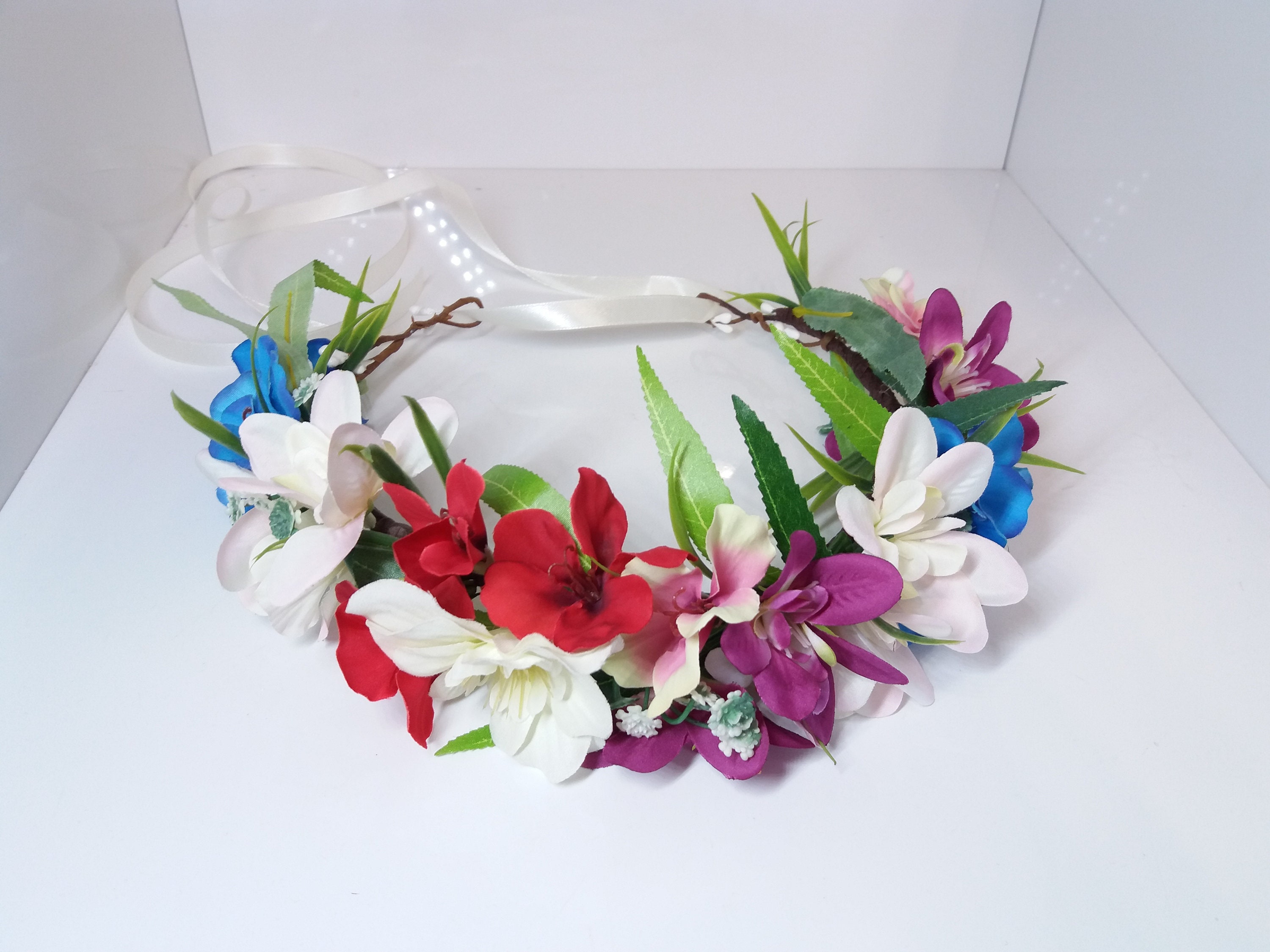 Hawaiian Plumeria Flower Crown tropical Exotic Crownpink Etsy