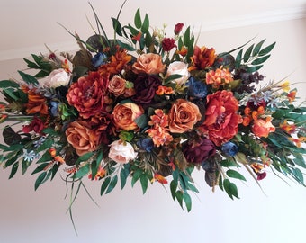 Burnt Orange Wedding Arch Arrangement: Fall Floral Decor