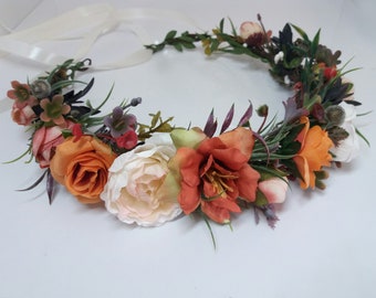 Couronne de fleur d'orange, mariage d'automne, couronne de fleur d'automne de mariage, couronne florale d'automne, accessoires de cheveux de mariée