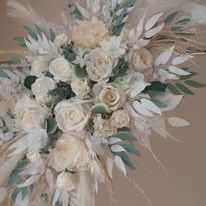 Sage green flower arch arrangement Flower arch White Arch Arrangement Wedding swag Faux flowers wedding arrangement