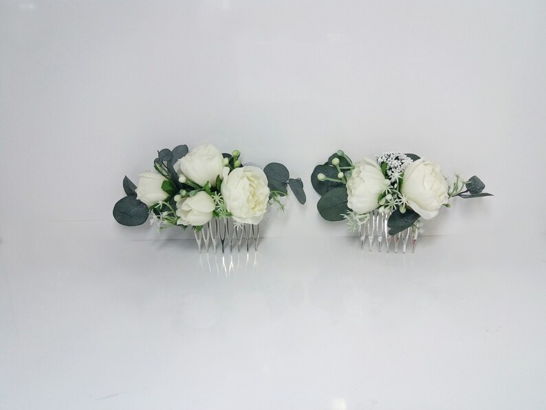 Eucalyptus Ivory flower comb Bridal hair accessories,Wedding flower comb,Bridal flower comb,Floral headpiece,Flower girl,Wedding hair piece