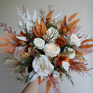 Fall Bridal Wedding Bouquet,Terracotta Bridal bouquet, Bridesmaid bouquets,Wedding Boho Bouquet, Orange bouquet, Arch flower arrangement