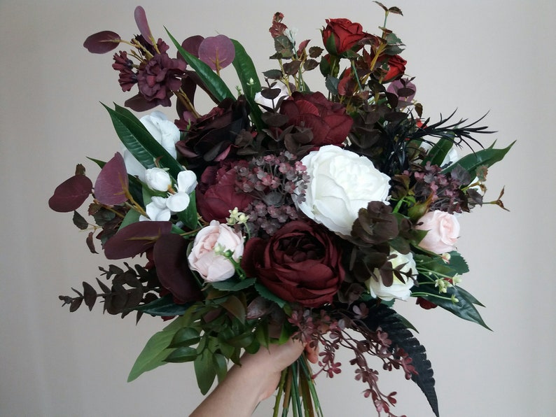 Mauve wedding bouquet Burgundy Black Ivory wedding bouquet Fall bridal bouquet Faux bouquet Halloween wedding Bridal Bouquet
