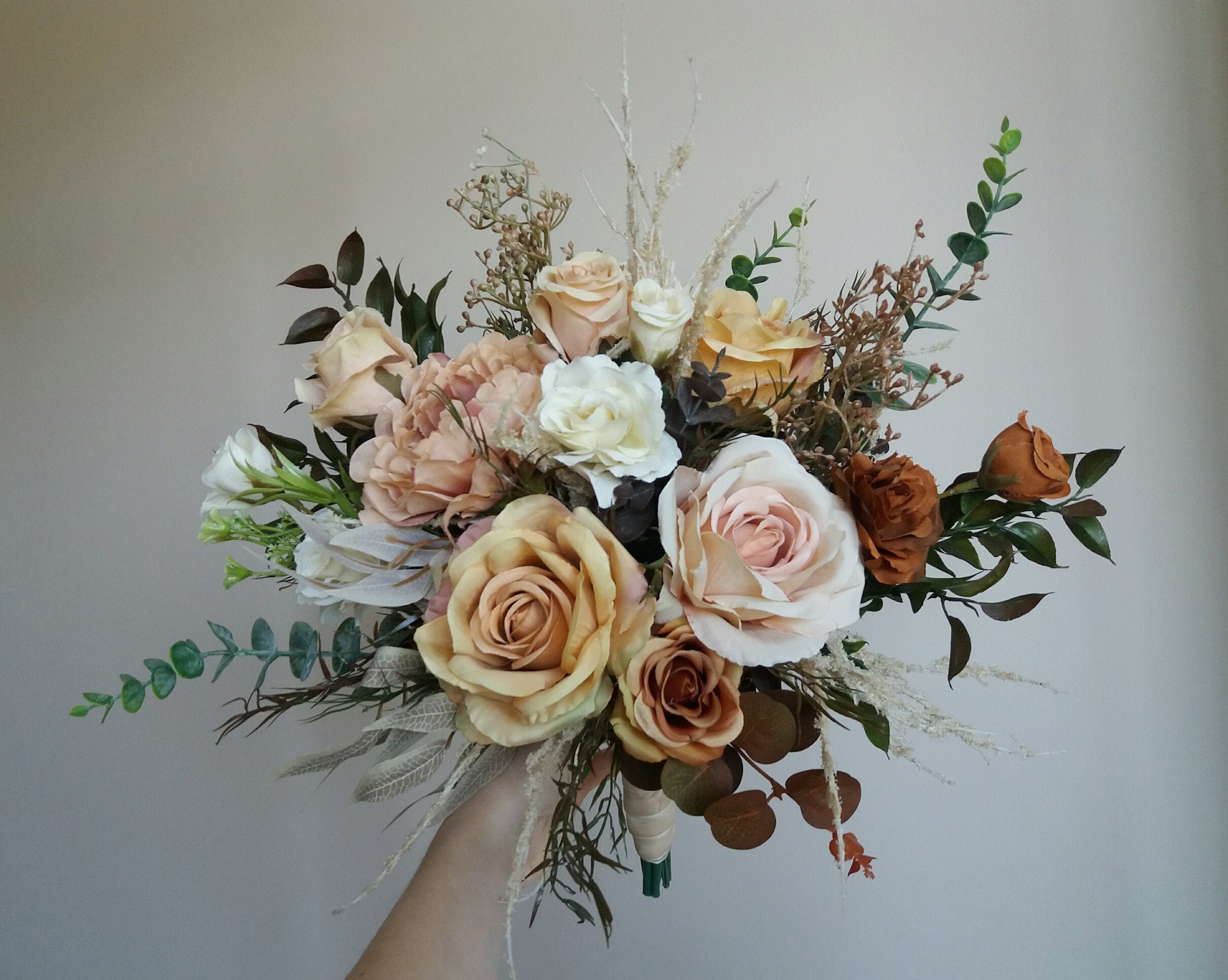 Rust Terracotta wedding bouquet Boho bouquet Bridal bouquet Etsy