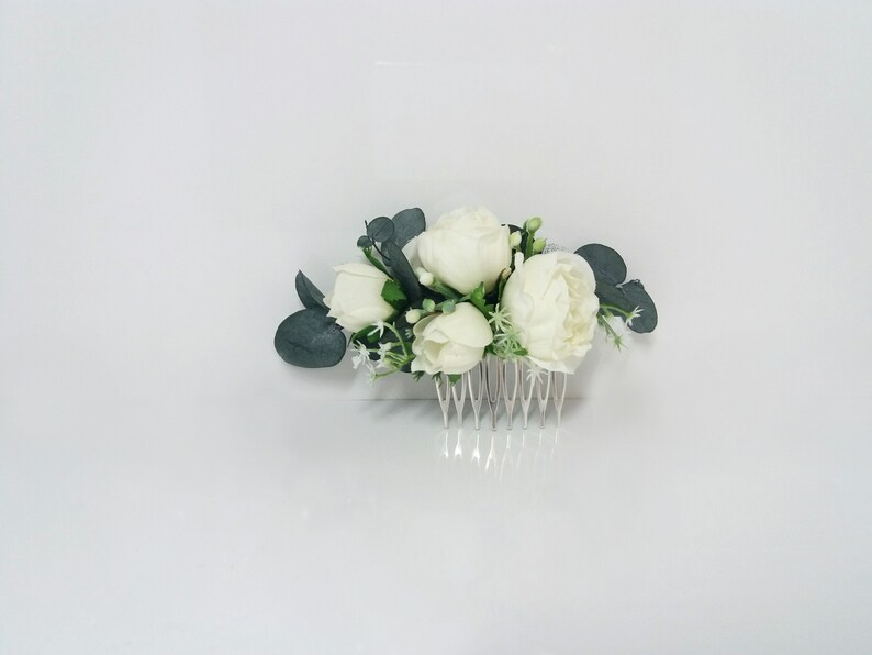 Eucalyptus Ivory flower comb Bridal hair accessories,Wedding flower comb,Bridal flower comb,Floral headpiece,Flower girl,Wedding hair piece