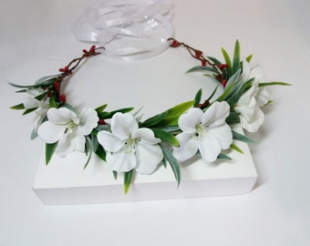 Couronne de fleurs hawaïenne Plumeria, tropical exotique Couronne, couronne de fleurs rose Blush, bandeau floral, Boho Boho plage mariage