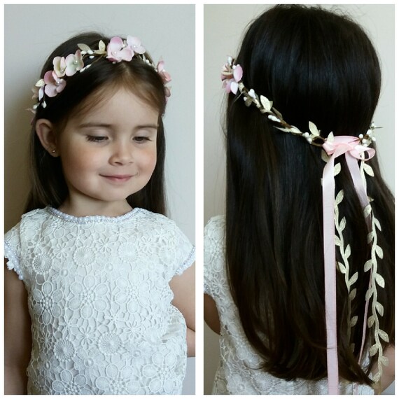 First Communion Headpiecegold White Flower Crownsequin Etsy